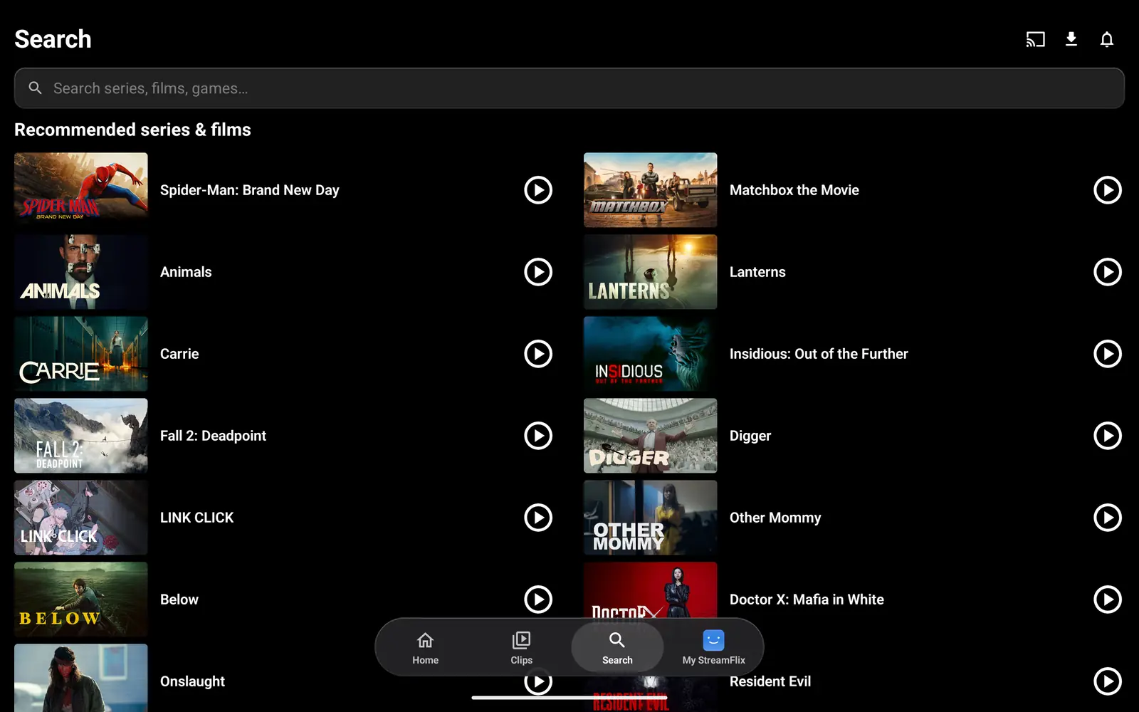 StreamFlix on Android tablet