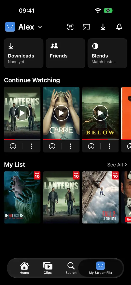My StreamFlix on iPhone